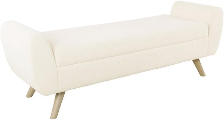 HomePop Modern Storage Bench with Wood Legs Home Décor|Bench with Storage for Living Room & Bedroom - Olive Green Woven