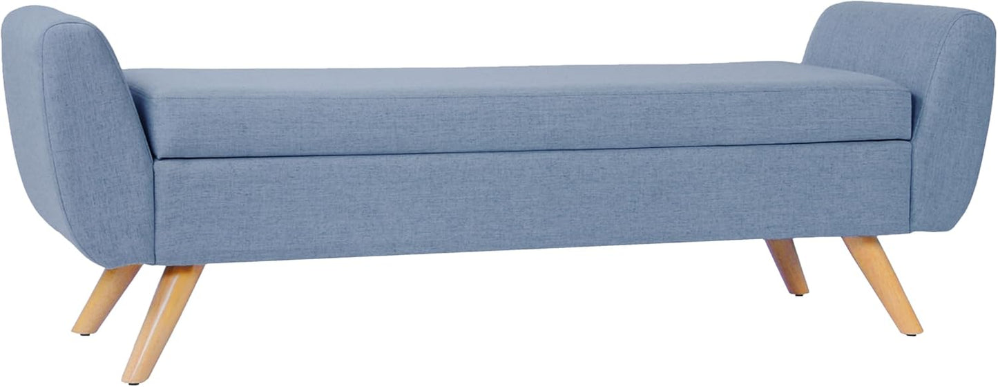 HomePop Modern Storage Bench with Wood Legs Home Décor|Bench with Storage for Living Room & Bedroom - Olive Green Woven