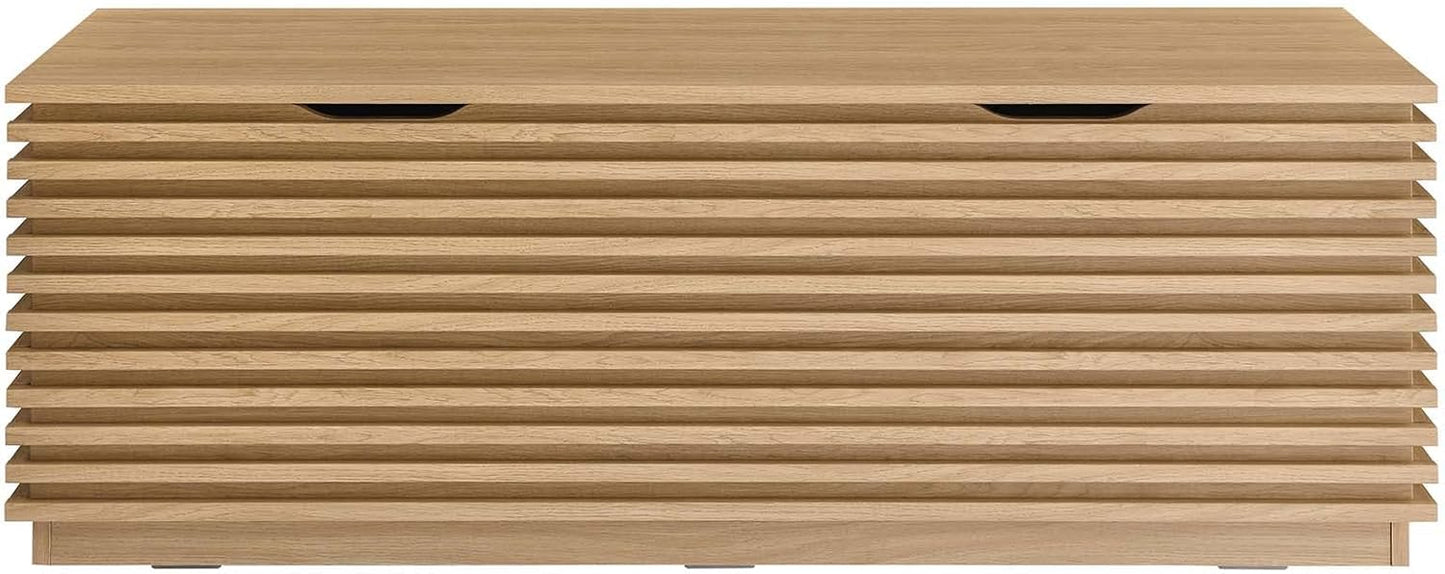 Modway Render 47" Wood Grain Storage Bench in Oak