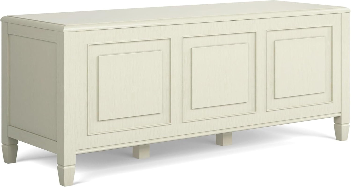 SIMPLIHOME Connaught Entryway Storage Bench - 51 inch Wide Solid Wood Storage Trunk Seat in Black, Traditional Bench for Entryway or Living Room with Lift-Up Lid and Decorative Moulding
