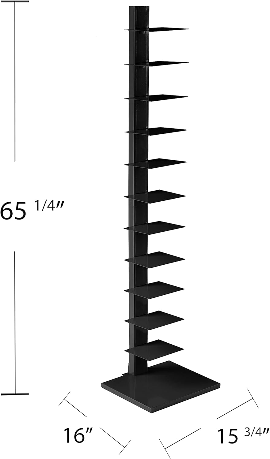 SEI Furniture 12 shelf Metal Spine Book Tower, Black