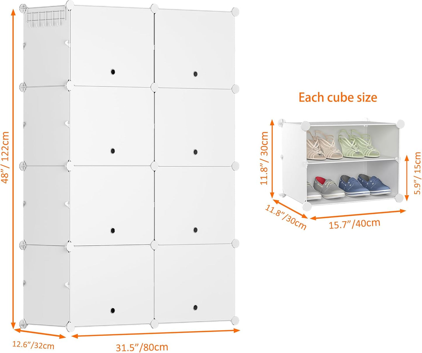 HOMIDEC Shoe Rack, 8 Tier Shoe Storage Cabinet 32 Pair Plastic Shoe Shelves Organizer for Closet Hallway Bedroom Entryway
