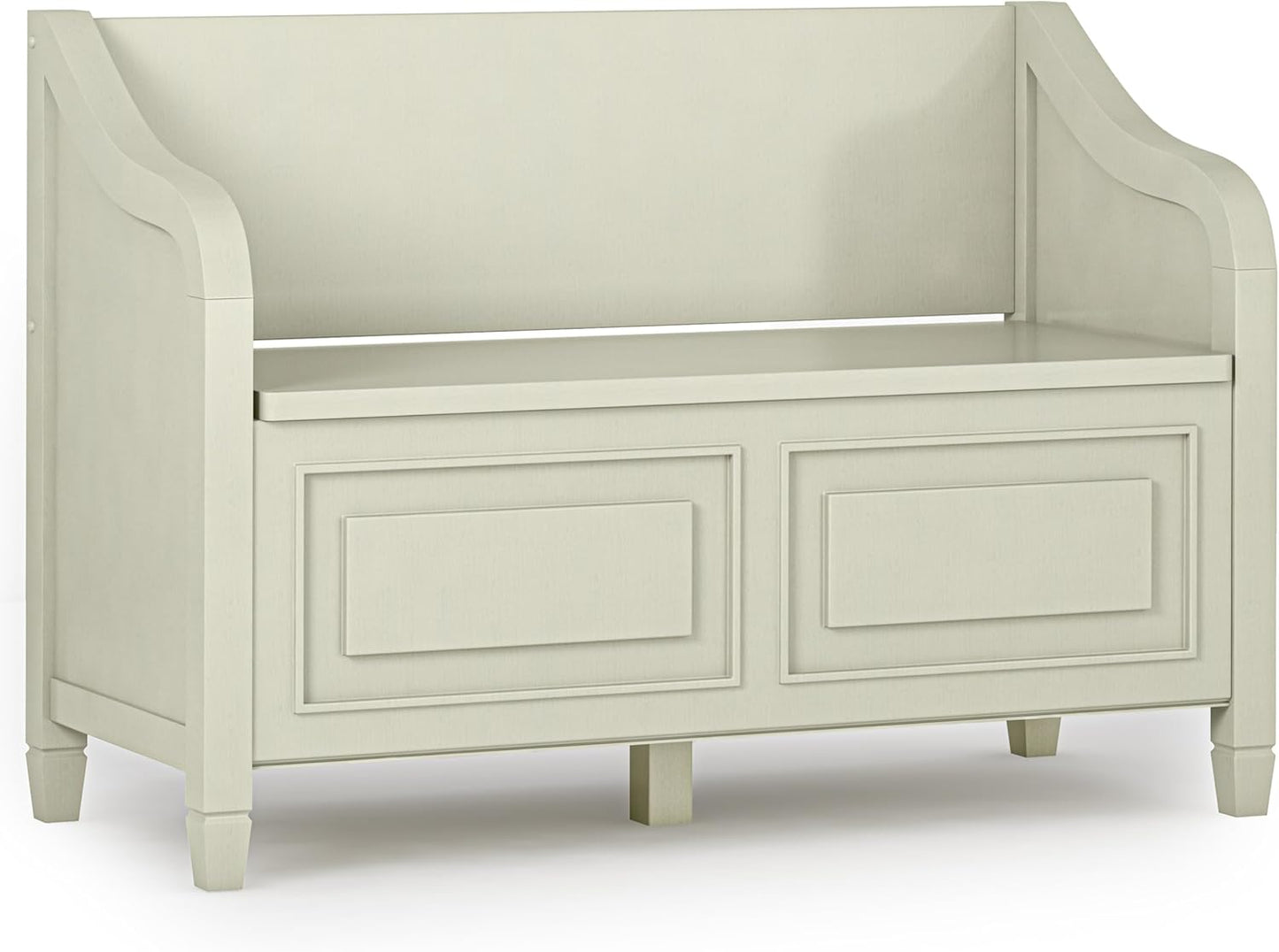SIMPLIHOME Connaught Entryway Storage Bench - 51 inch Wide Solid Wood Storage Trunk Seat in Black, Traditional Bench for Entryway or Living Room with Lift-Up Lid and Decorative Moulding
