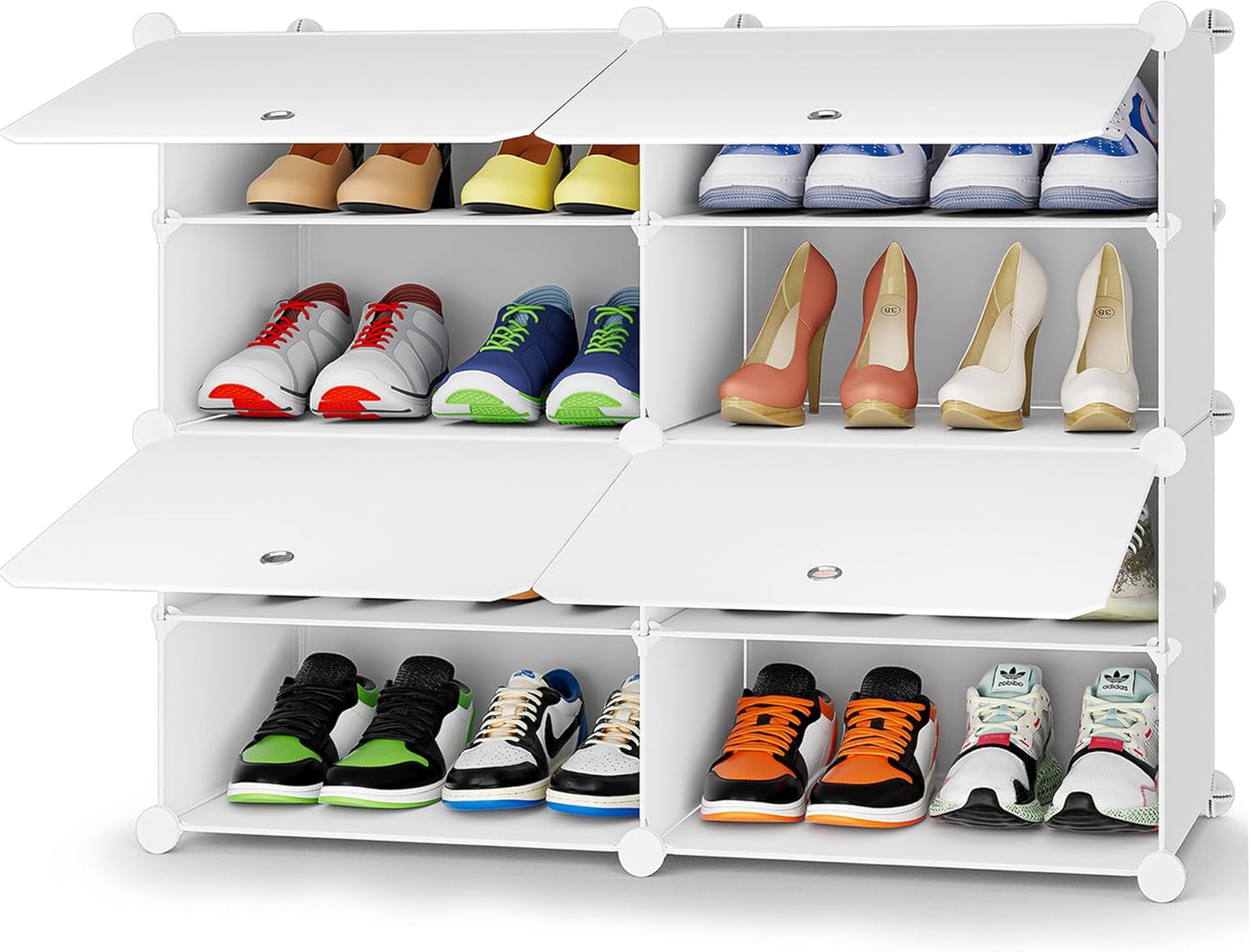 HOMIDEC Shoe Rack, 8 Tier Shoe Storage Cabinet 32 Pair Plastic Shoe Shelves Organizer for Closet Hallway Bedroom Entryway