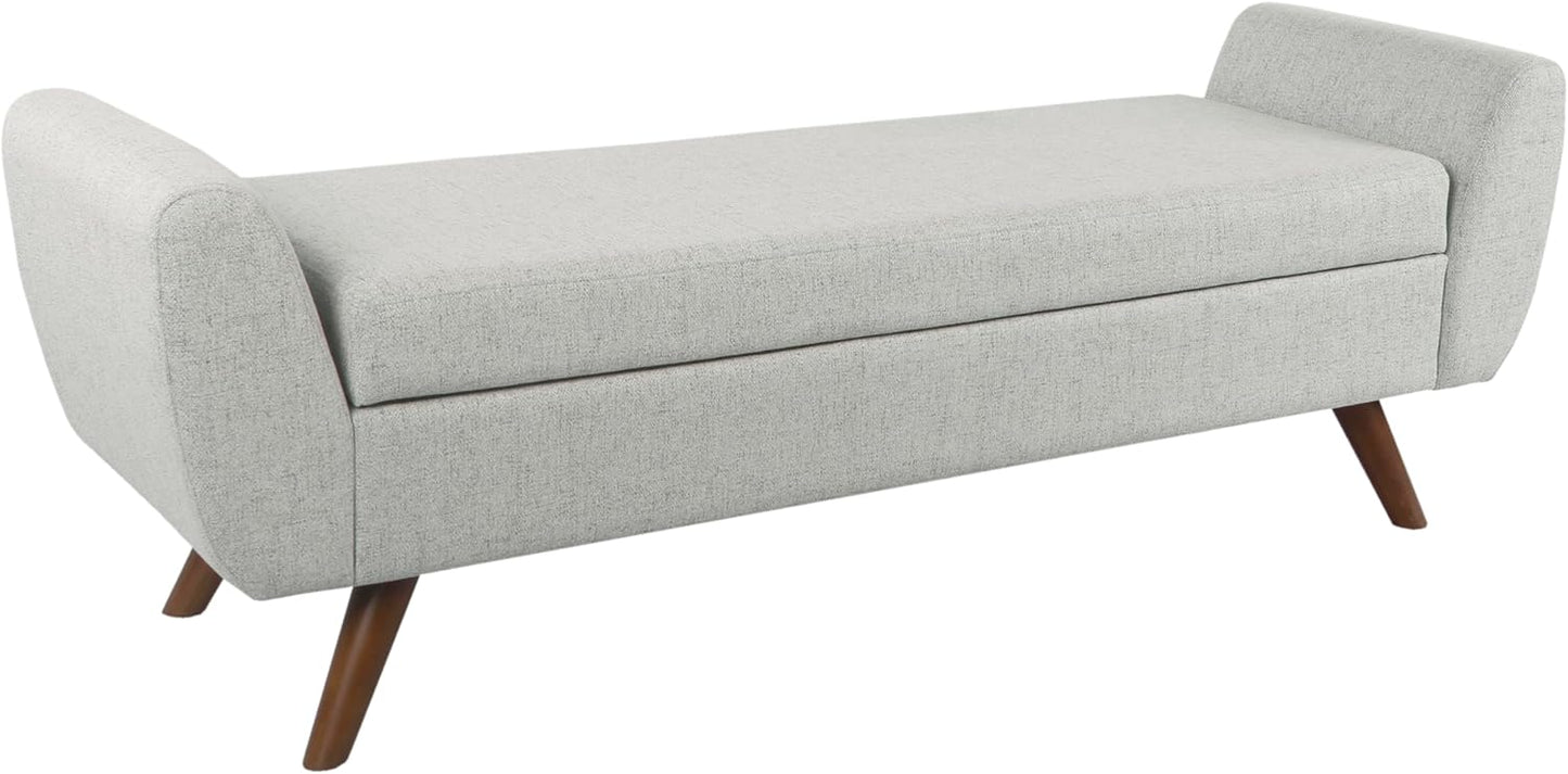 HomePop Modern Storage Bench with Wood Legs Home Décor|Bench with Storage for Living Room & Bedroom - Olive Green Woven