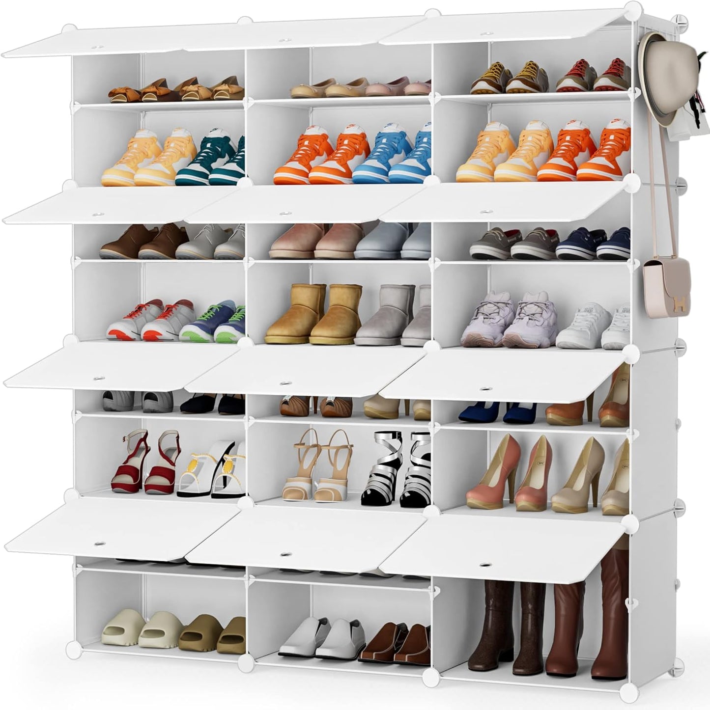 HOMIDEC Shoe Rack, 8 Tier Shoe Storage Cabinet 32 Pair Plastic Shoe Shelves Organizer for Closet Hallway Bedroom Entryway
