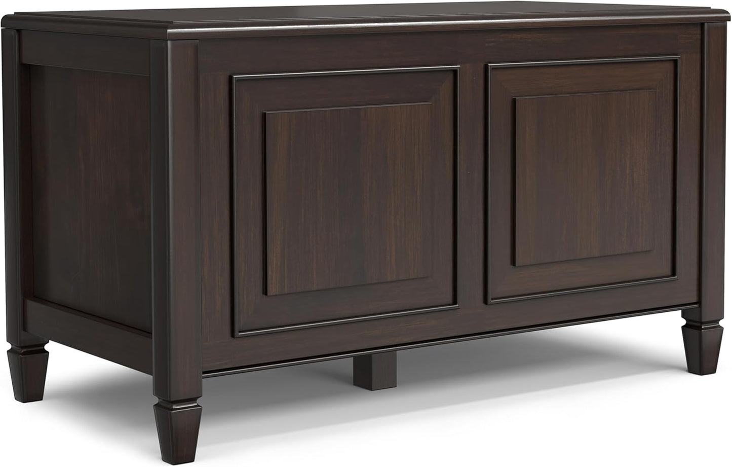SIMPLIHOME Connaught Entryway Storage Bench - 51 inch Wide Solid Wood Storage Trunk Seat in Black, Traditional Bench for Entryway or Living Room with Lift-Up Lid and Decorative Moulding