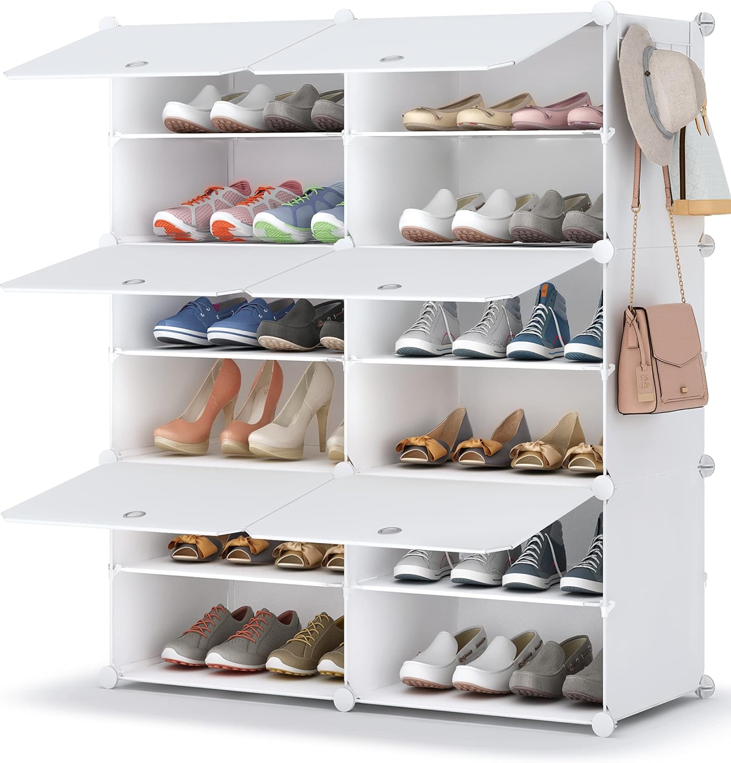 HOMIDEC Shoe Rack, 8 Tier Shoe Storage Cabinet 32 Pair Plastic Shoe Shelves Organizer for Closet Hallway Bedroom Entryway