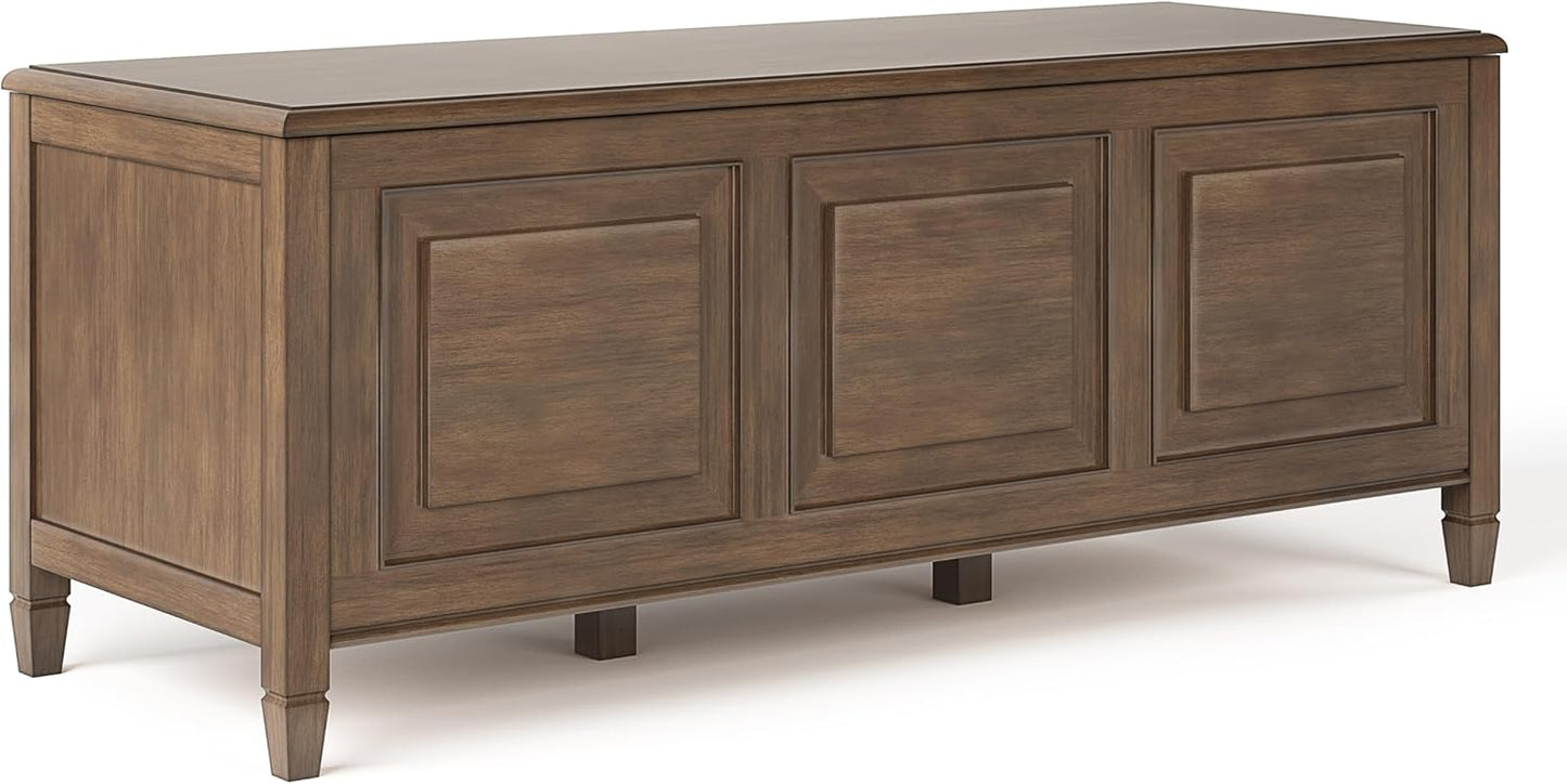 SIMPLIHOME Connaught Entryway Storage Bench - 51 inch Wide Solid Wood Storage Trunk Seat in Black, Traditional Bench for Entryway or Living Room with Lift-Up Lid and Decorative Moulding