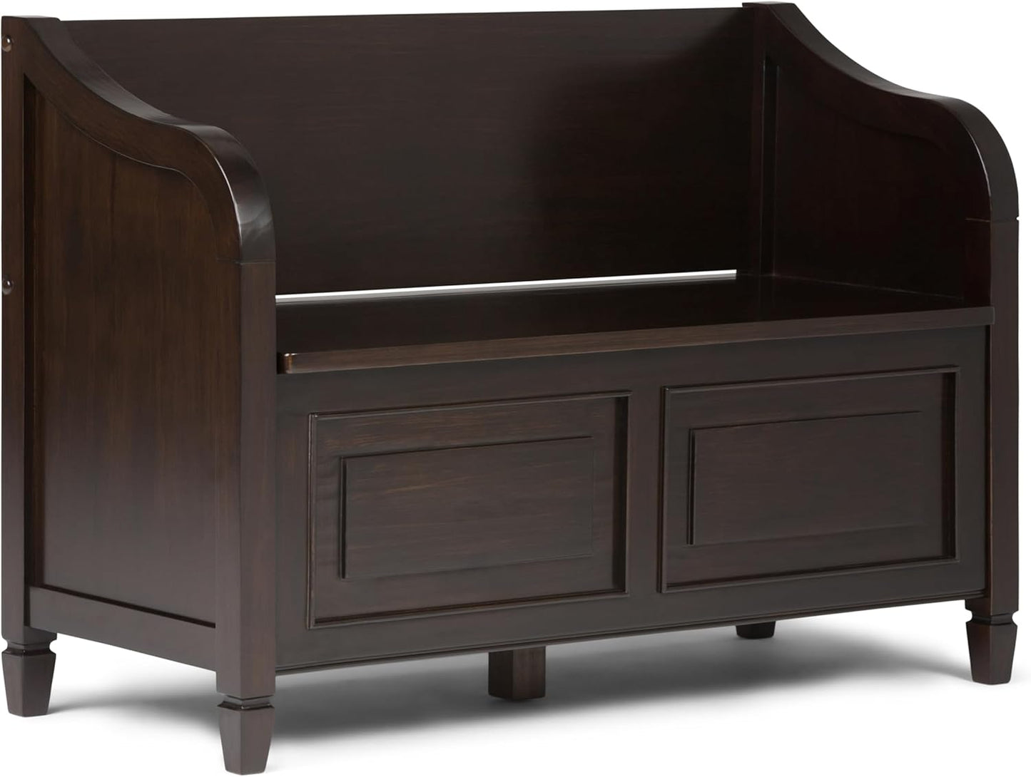 SIMPLIHOME Connaught Entryway Storage Bench - 51 inch Wide Solid Wood Storage Trunk Seat in Black, Traditional Bench for Entryway or Living Room with Lift-Up Lid and Decorative Moulding