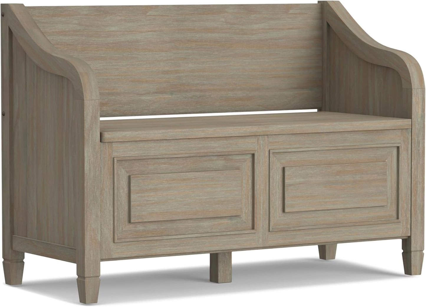 SIMPLIHOME Connaught Entryway Storage Bench - 51 inch Wide Solid Wood Storage Trunk Seat in Black, Traditional Bench for Entryway or Living Room with Lift-Up Lid and Decorative Moulding