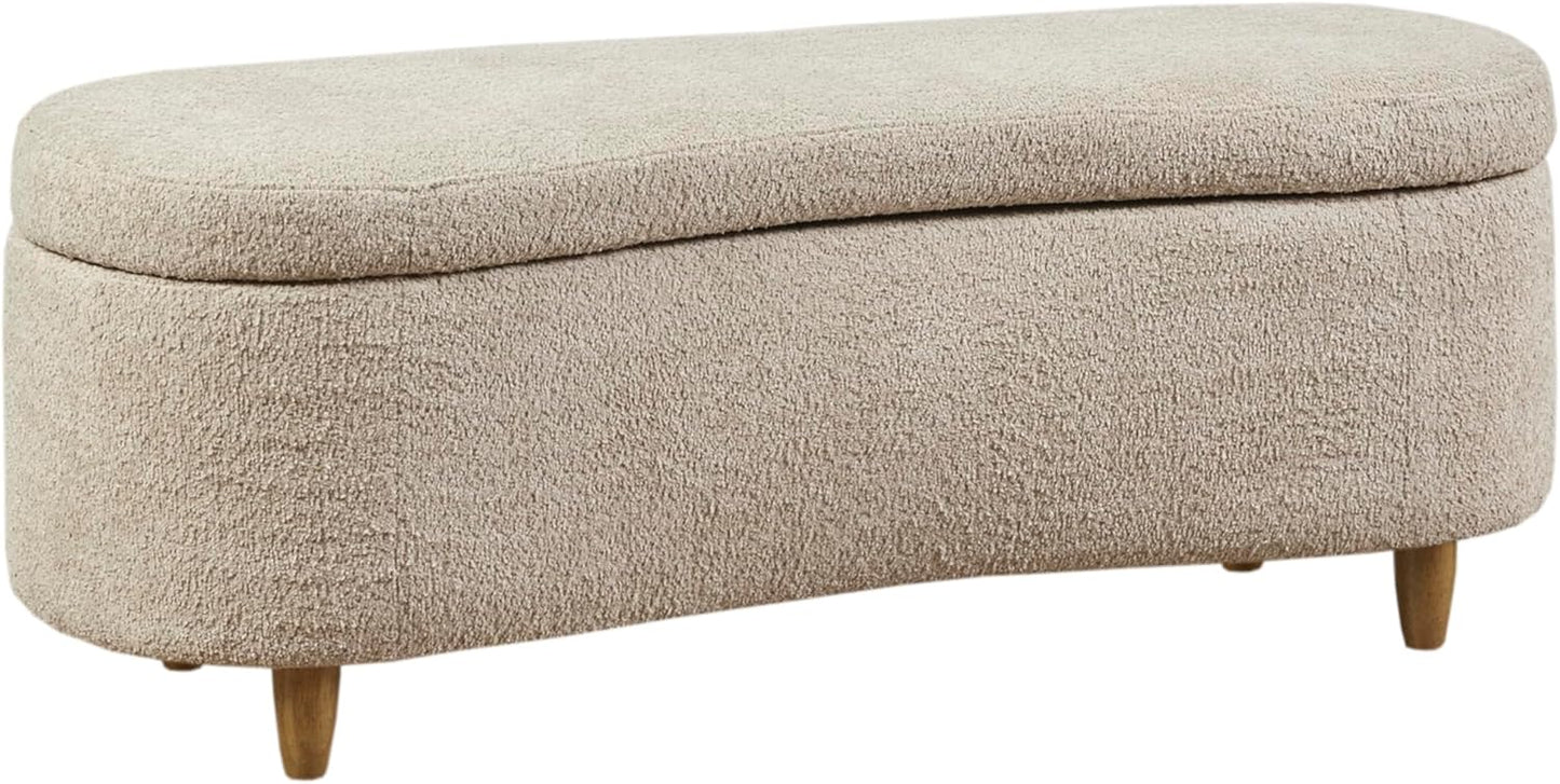 INK+IVY Bailey Boucle-Style Curved Storage Accent Bench