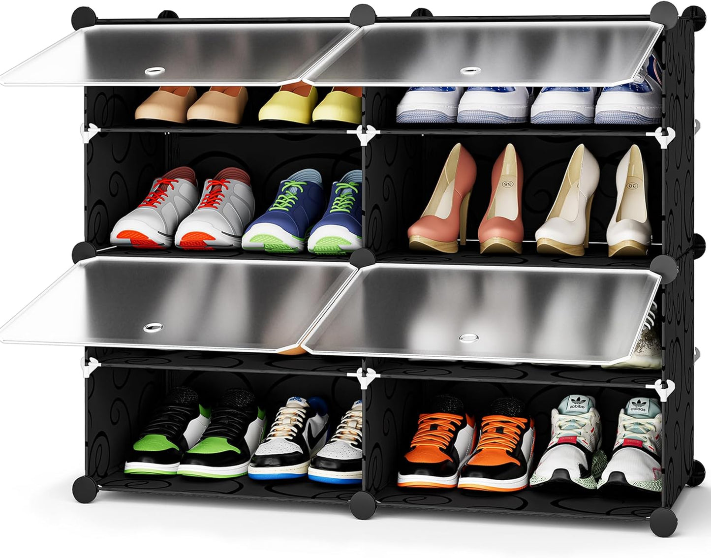 HOMIDEC Shoe Rack, 8 Tier Shoe Storage Cabinet 32 Pair Plastic Shoe Shelves Organizer for Closet Hallway Bedroom Entryway