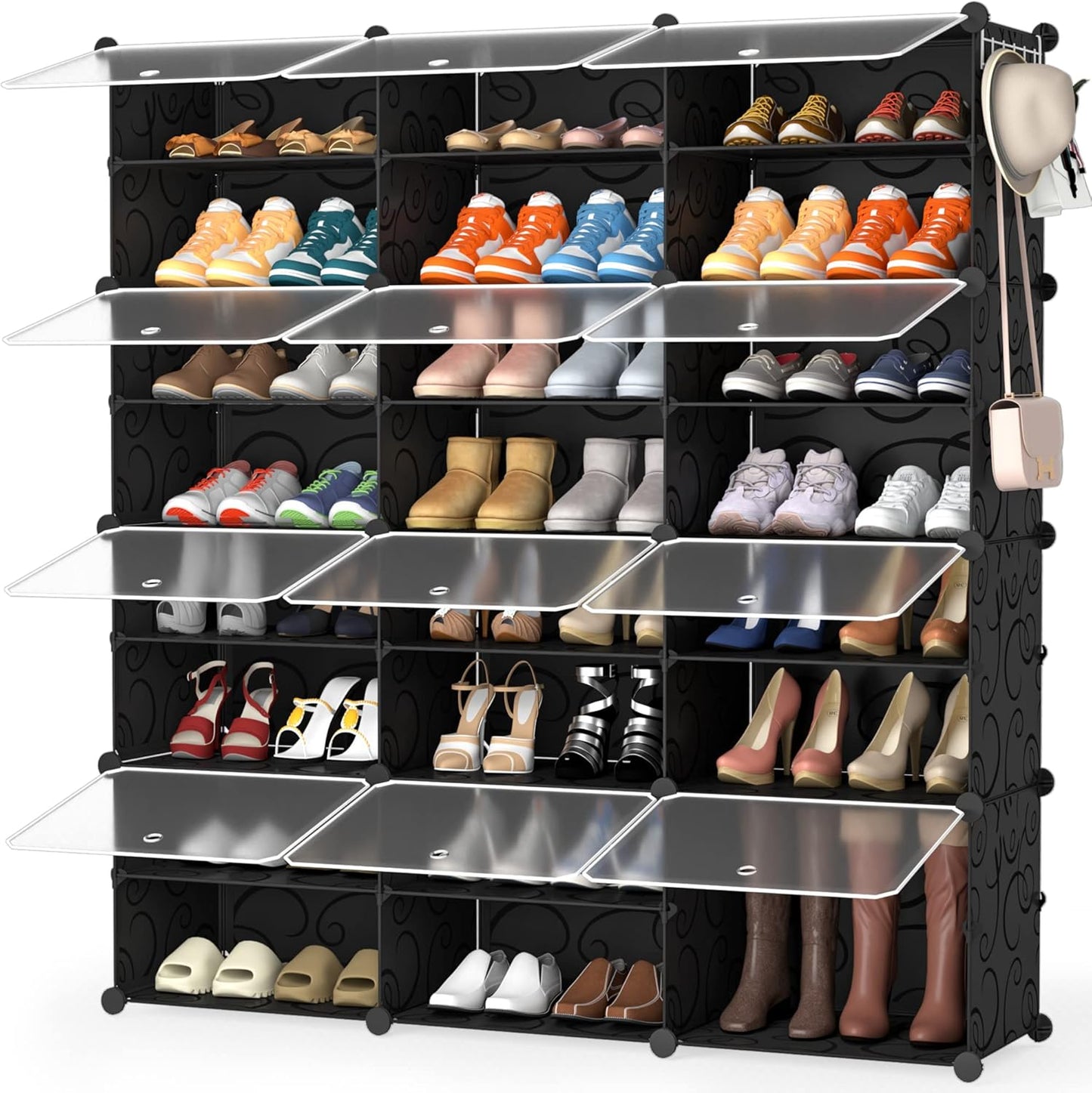 HOMIDEC Shoe Rack, 8 Tier Shoe Storage Cabinet 32 Pair Plastic Shoe Shelves Organizer for Closet Hallway Bedroom Entryway