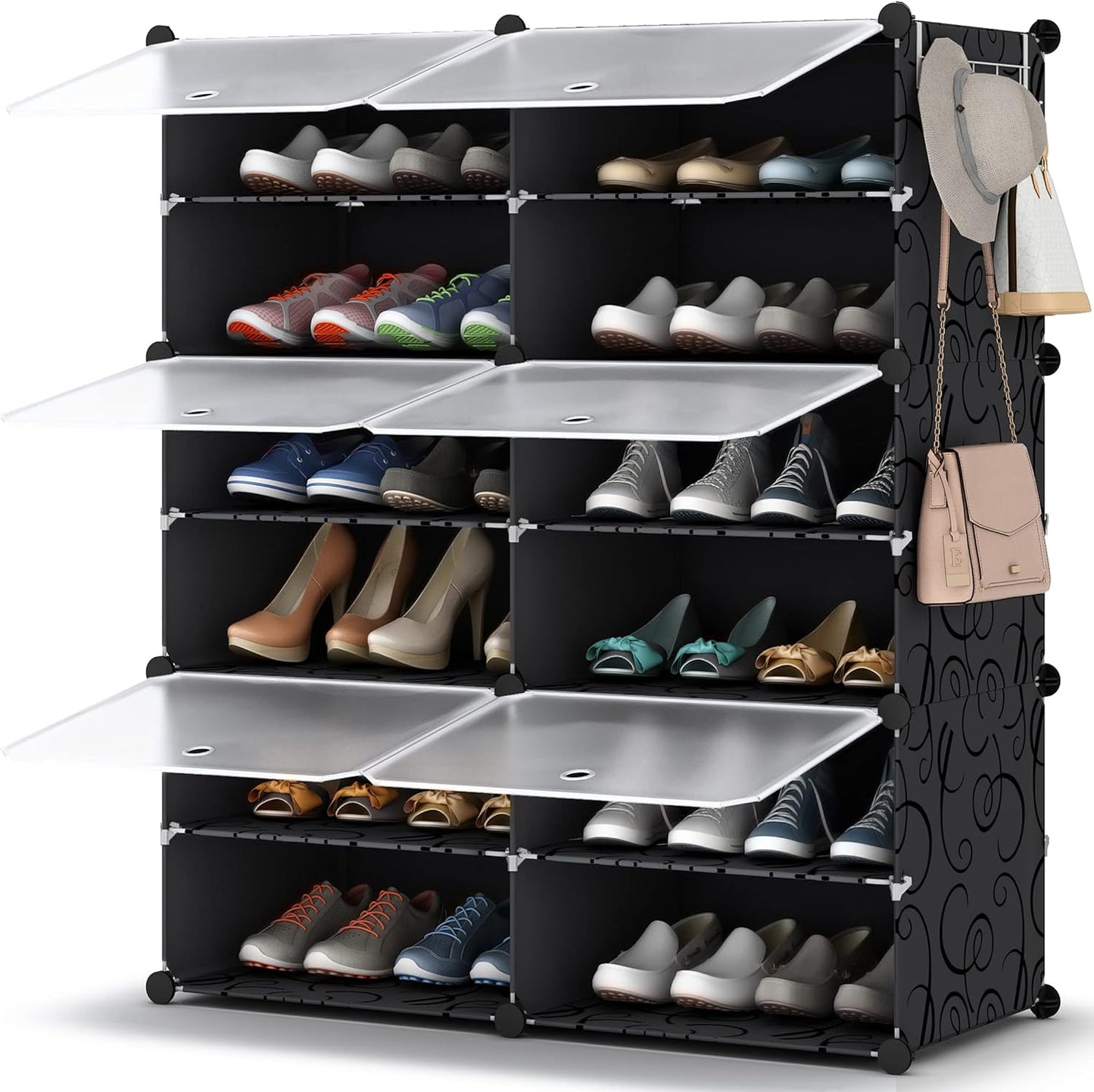 HOMIDEC Shoe Rack, 8 Tier Shoe Storage Cabinet 32 Pair Plastic Shoe Shelves Organizer for Closet Hallway Bedroom Entryway