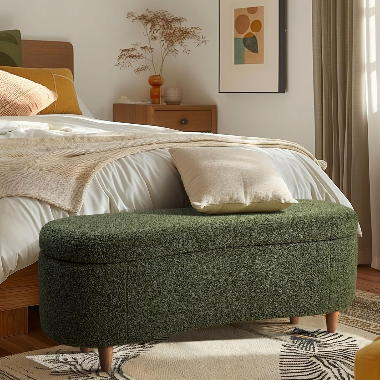 INK+IVY Bailey Boucle-Style Curved Storage Accent Bench