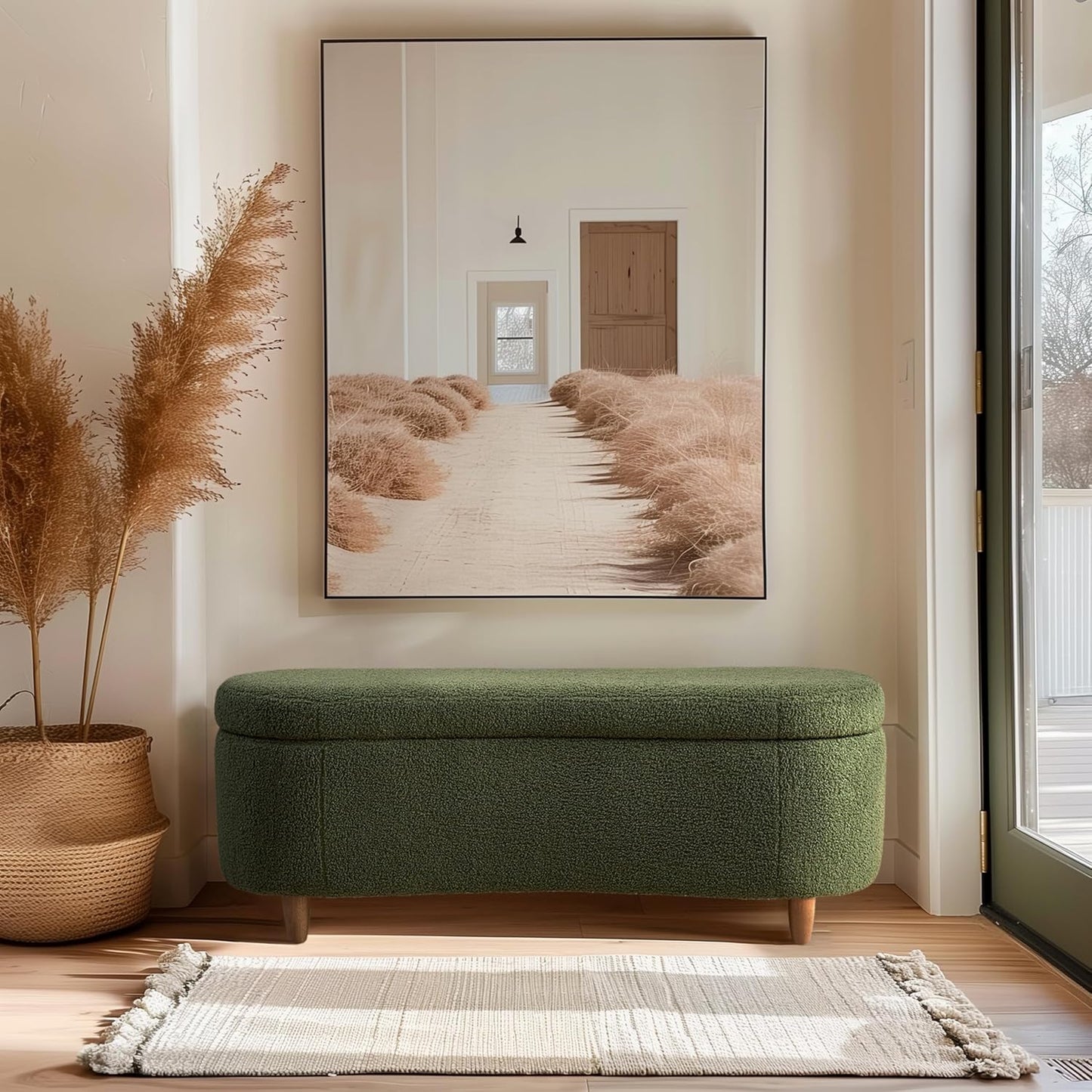 INK+IVY Bailey Boucle-Style Curved Storage Accent Bench