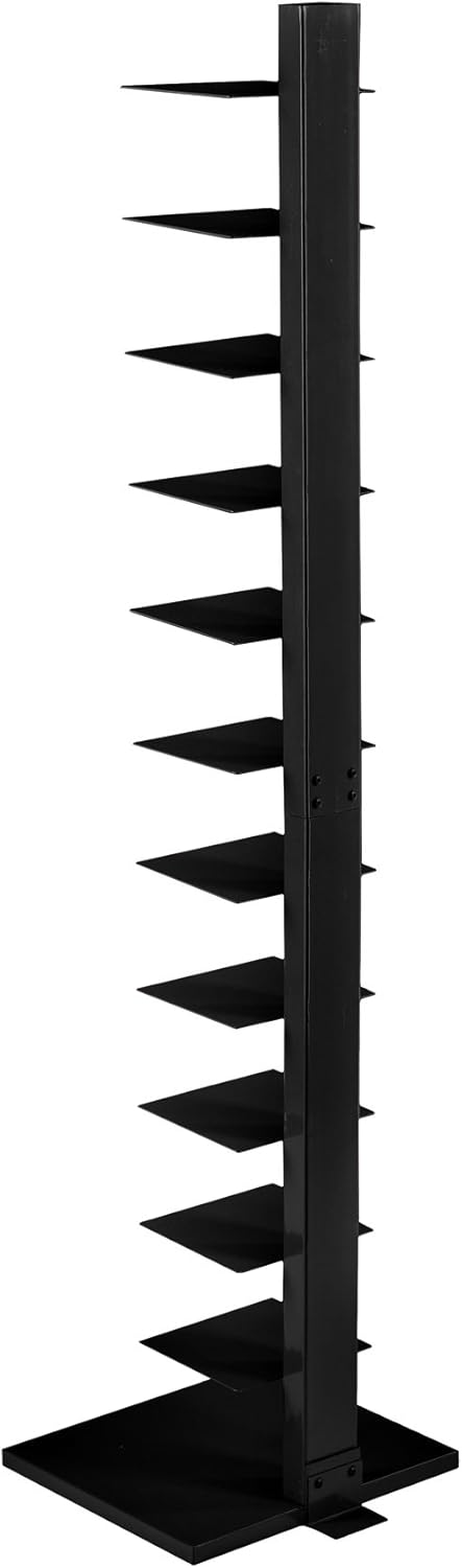 SEI Furniture 12 shelf Metal Spine Book Tower, Black