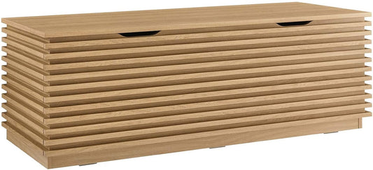 Modway Render 47" Wood Grain Storage Bench in Oak