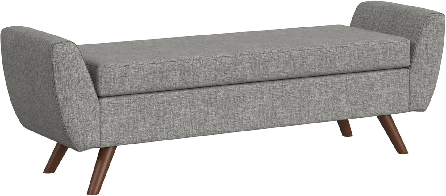 HomePop Modern Storage Bench with Wood Legs Home Décor|Bench with Storage for Living Room & Bedroom - Olive Green Woven
