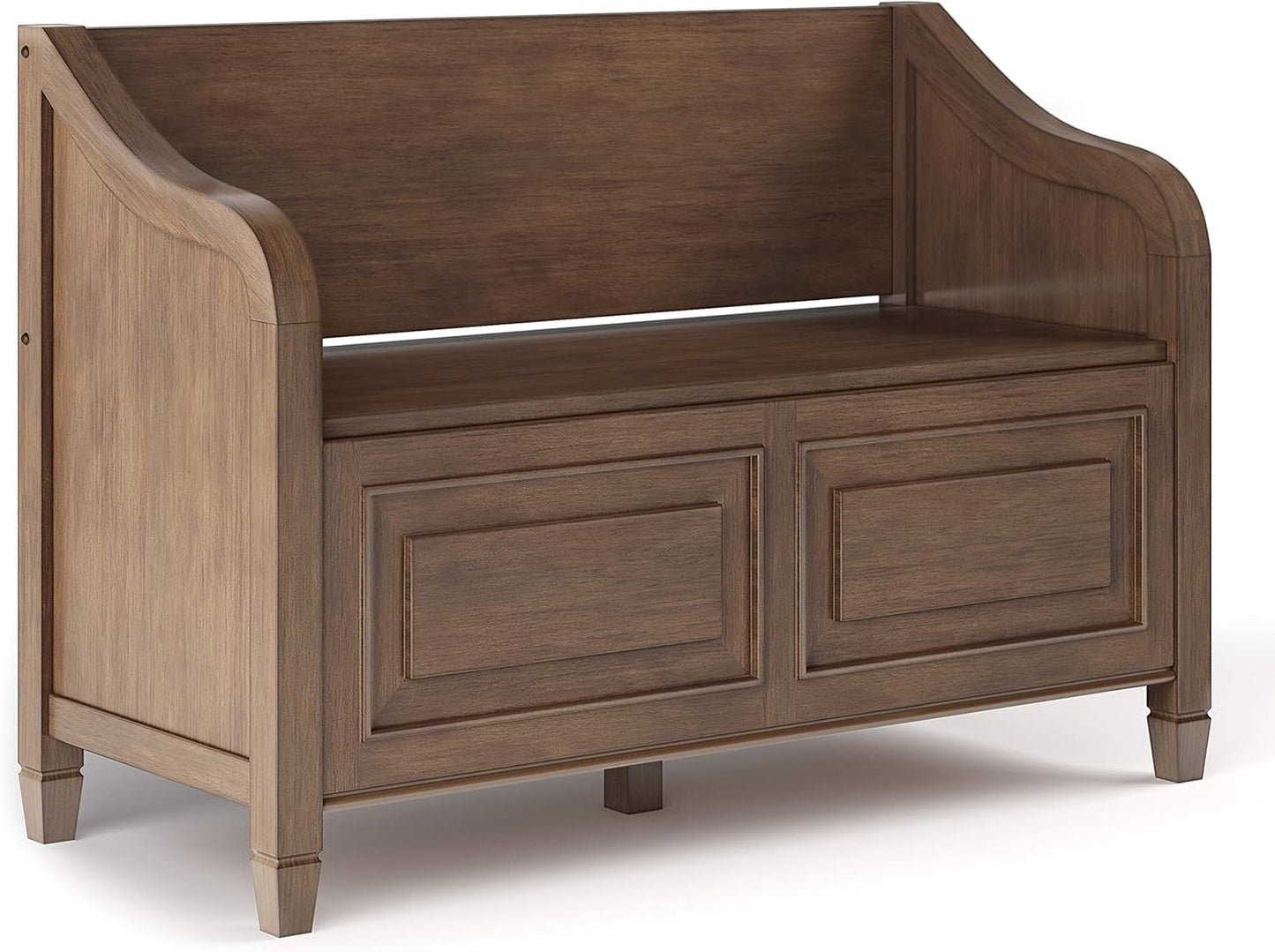 SIMPLIHOME Connaught Entryway Storage Bench - 51 inch Wide Solid Wood Storage Trunk Seat in Black, Traditional Bench for Entryway or Living Room with Lift-Up Lid and Decorative Moulding