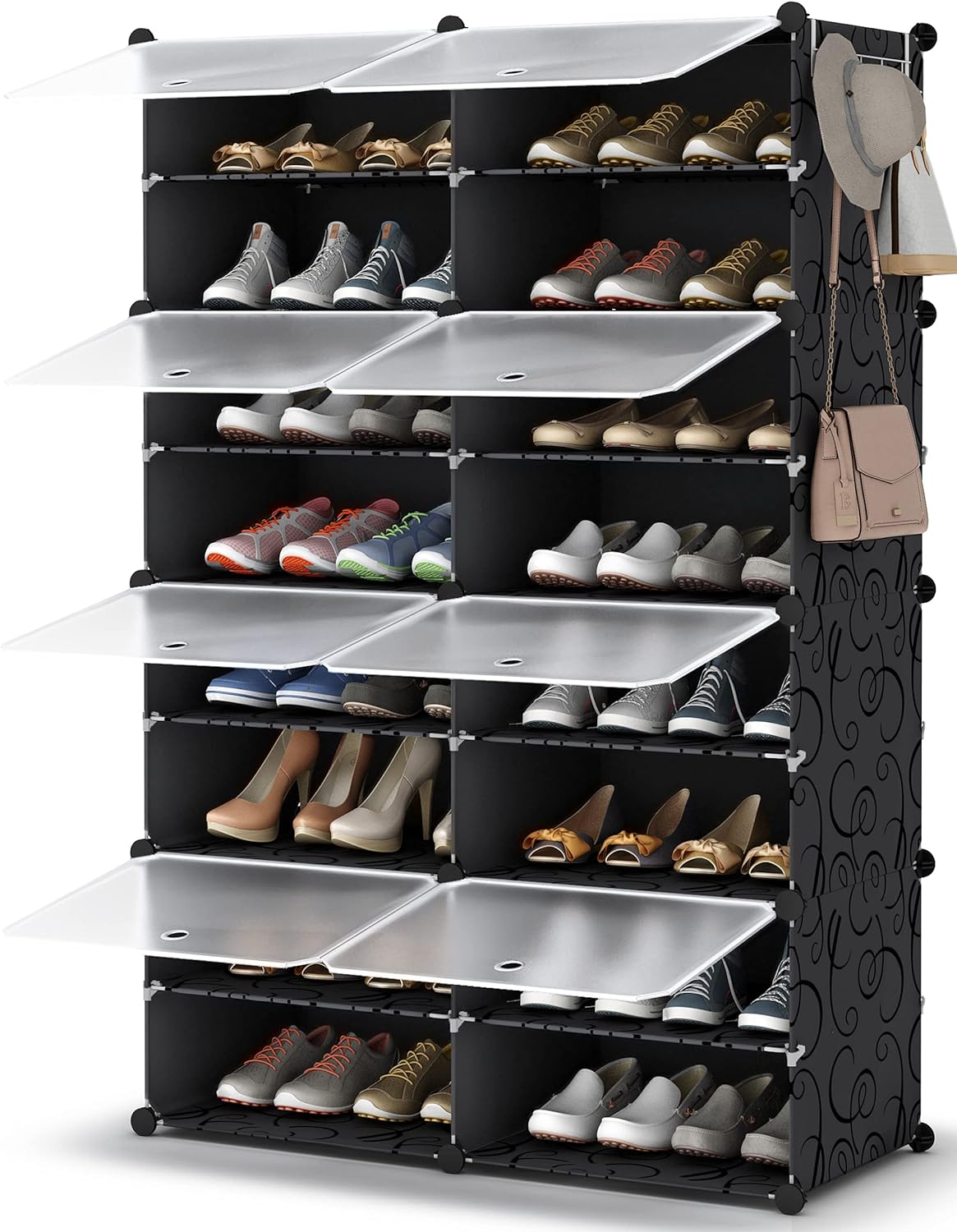 HOMIDEC Shoe Rack, 8 Tier Shoe Storage Cabinet 32 Pair Plastic Shoe Shelves Organizer for Closet Hallway Bedroom Entryway