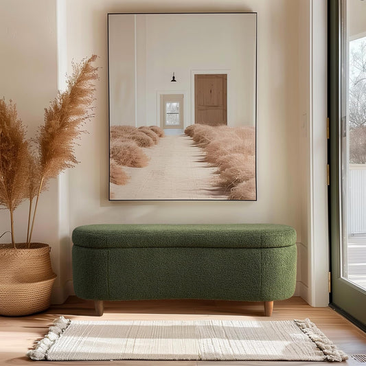 INK+IVY Bailey Boucle-Style Curved Storage Accent Bench
